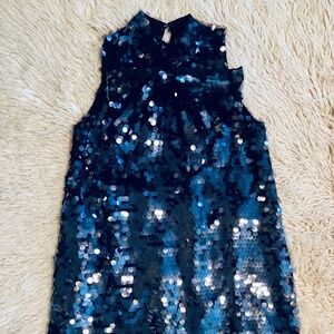 1960s-Style Black Sequin A-Line Minidress with Oversized Matching Bow